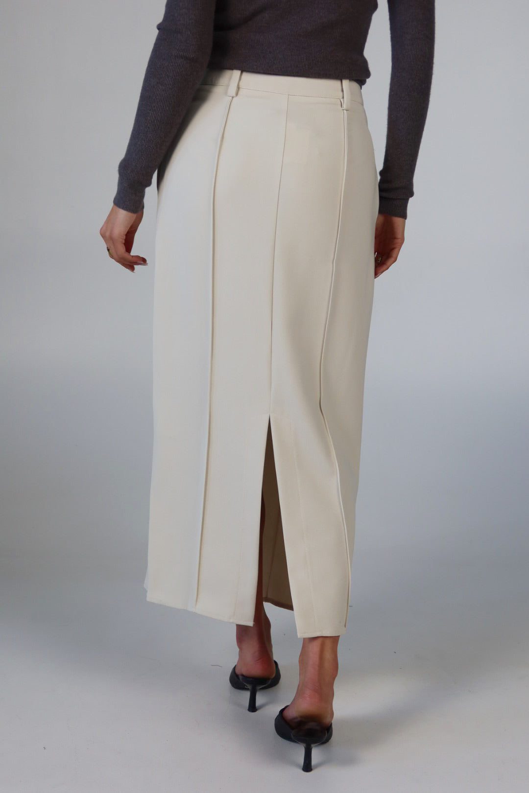 Tailored Maxi Skirt in Beige