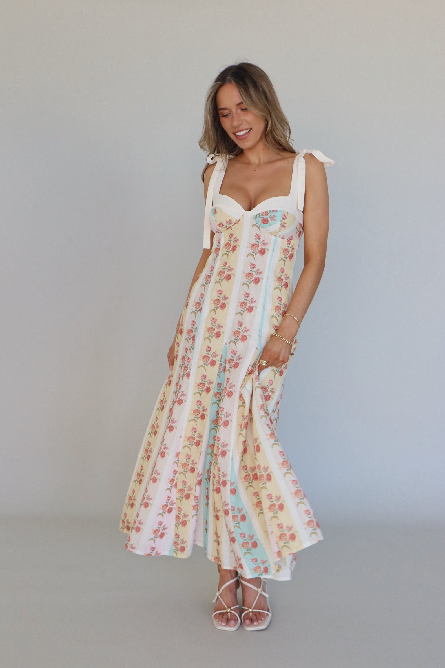 Piper linen Floral Midi Dress