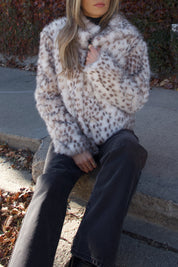 Snow Leopard Faux Fur Jacket