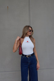 Nebraska Ribbed Bodysuit In White