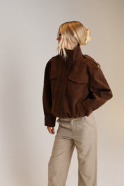 Chocolate Suede Bomber