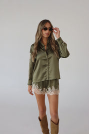 Nevaeh Olive Satin Short Set