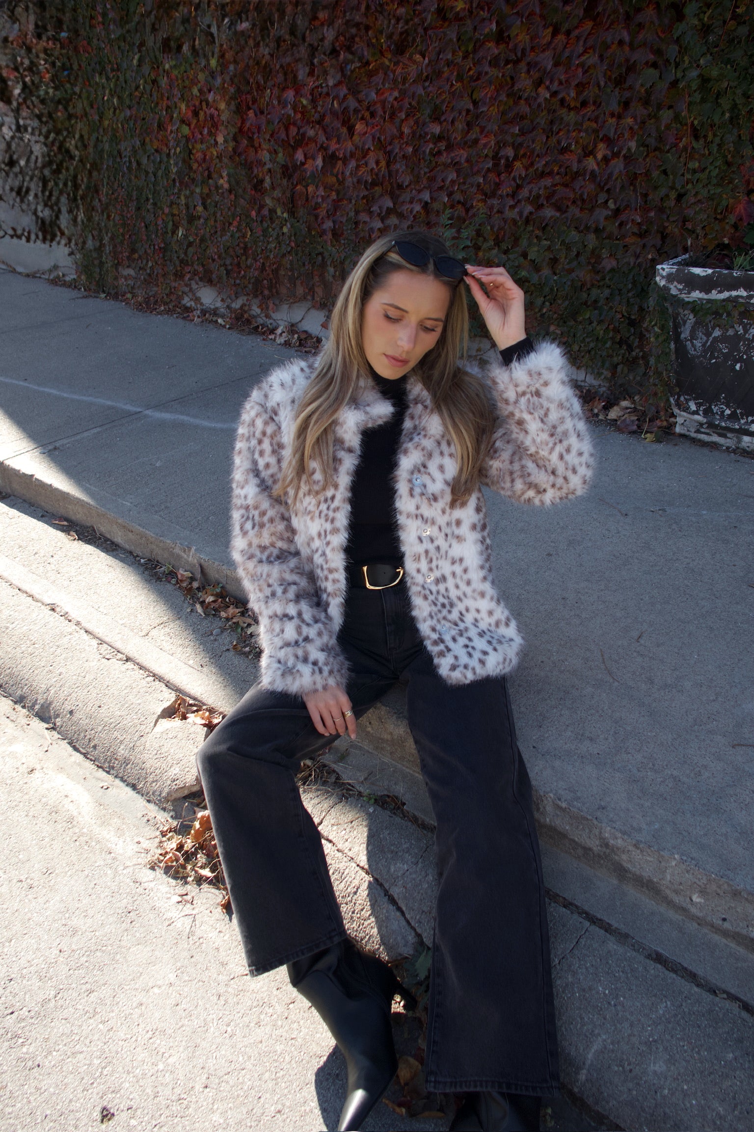 Snow Leopard Faux Fur Jacket