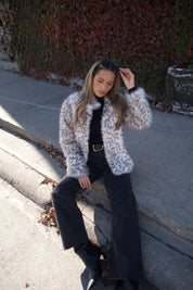 Snow Leopard Faux Fur Jacket