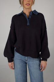 Rowan Navy Polo Sweater