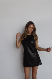 Vegan Leather Sleeveless Mini Dress