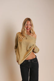 Sage Off The Shoulder Sweater
