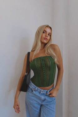 Forest Contrasting Corset Top