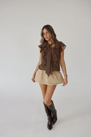 Margaux Mocha Ruffle Top