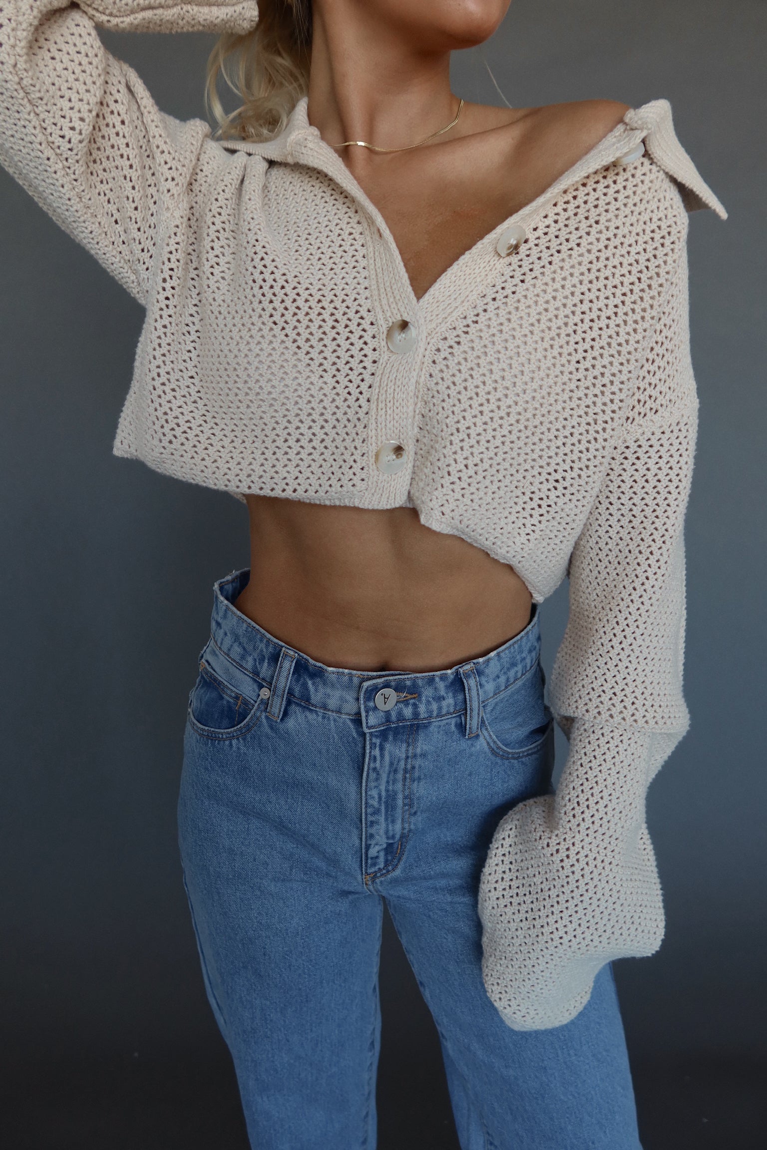 Hanna Crochet Cropped Cardigan