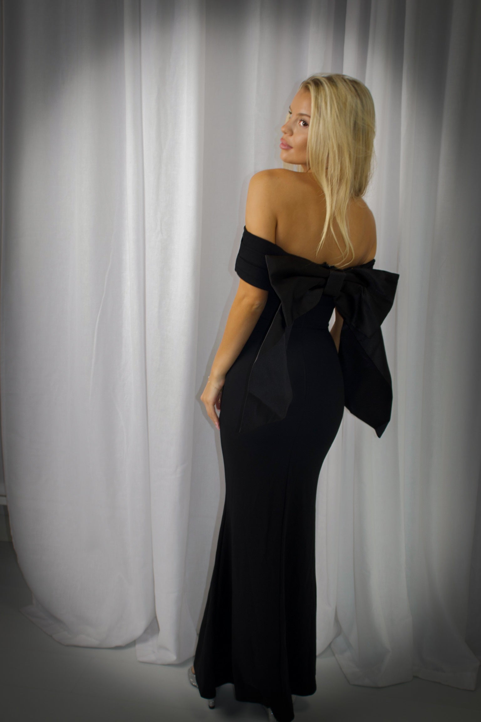 Satin Bow Soirée Maxi Dress