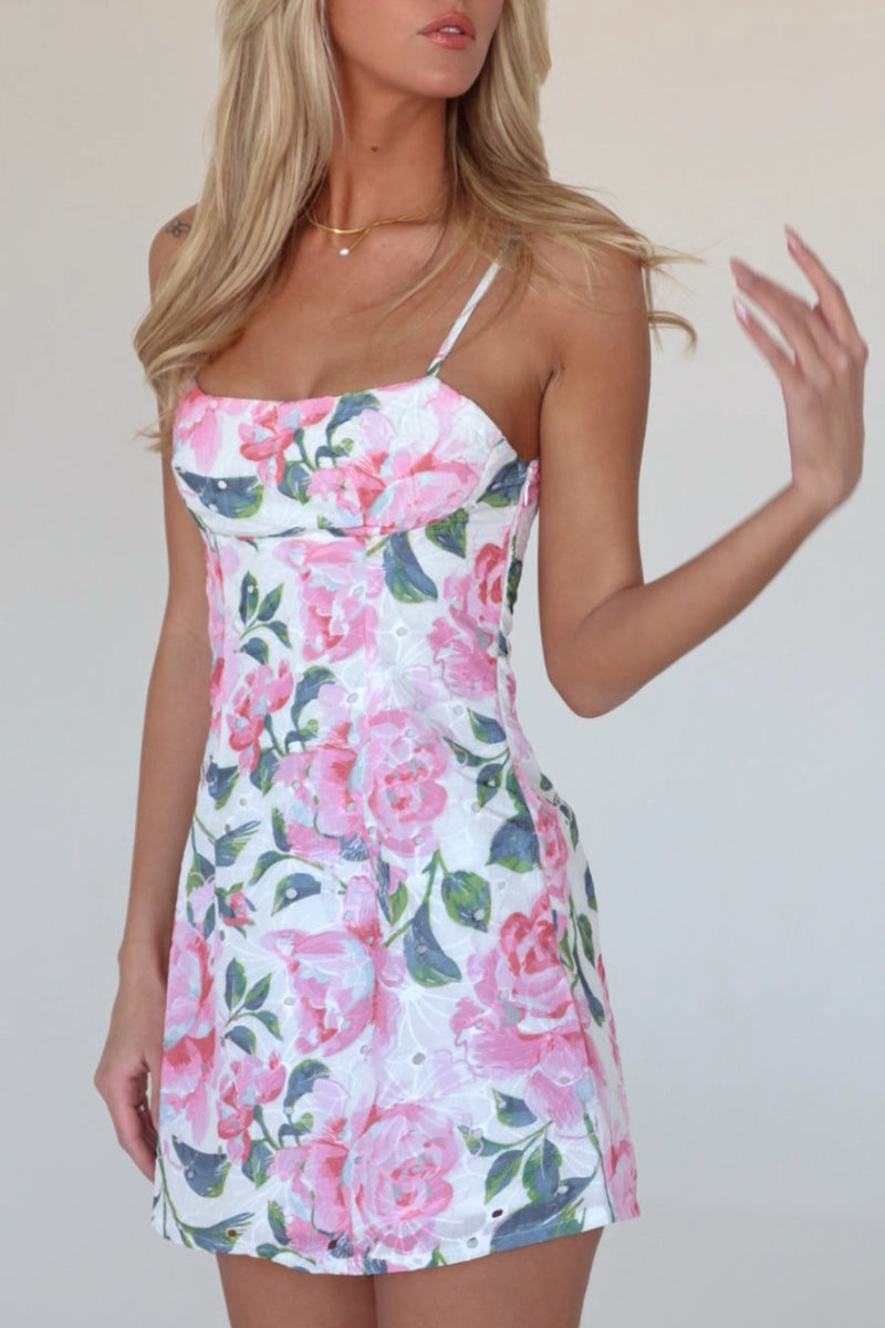 RESTOCKED :Hailey Floral Embroidered Mini Dress