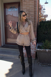 Brooklyn Structured Woven Cropped Blazer