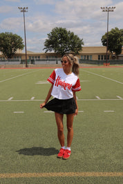 Huskers Cropped Baseball Jersey In White