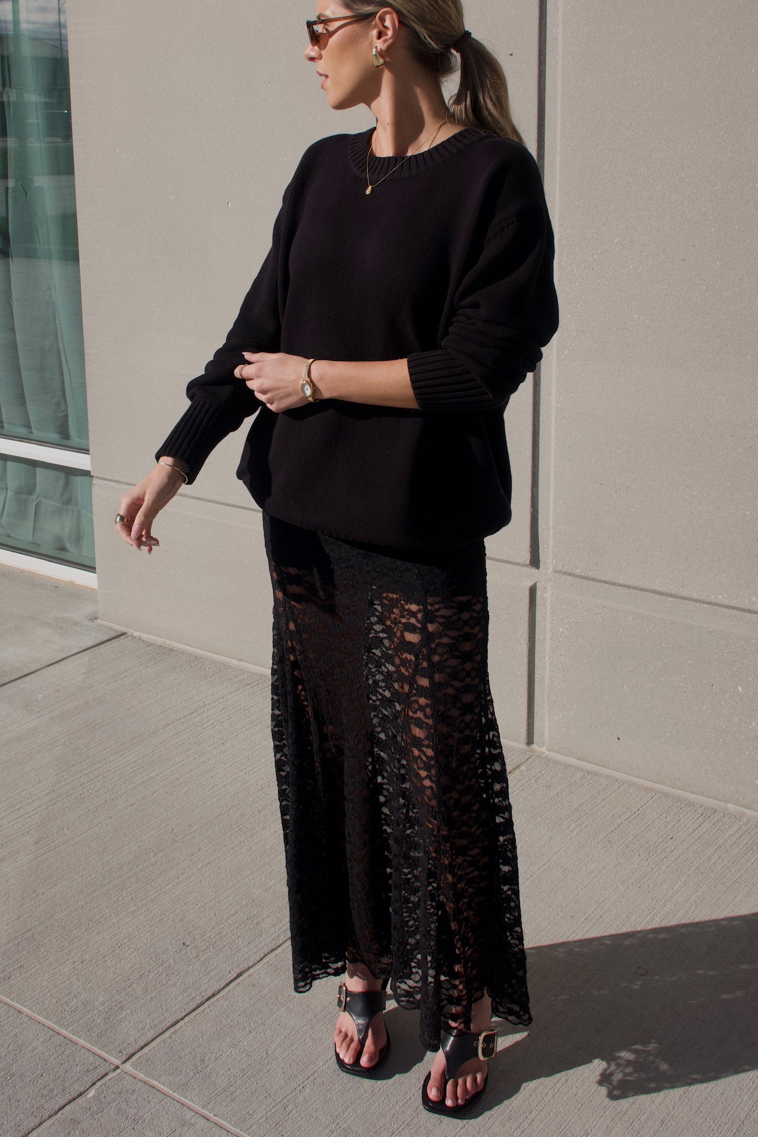Esme Black Lace Maxi Skirt