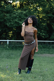 Halsey High-Slit Maxi Skirt