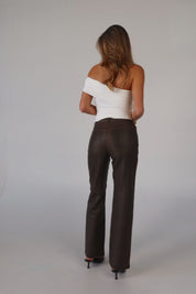 Brown Vintage Washed Pleather Pants