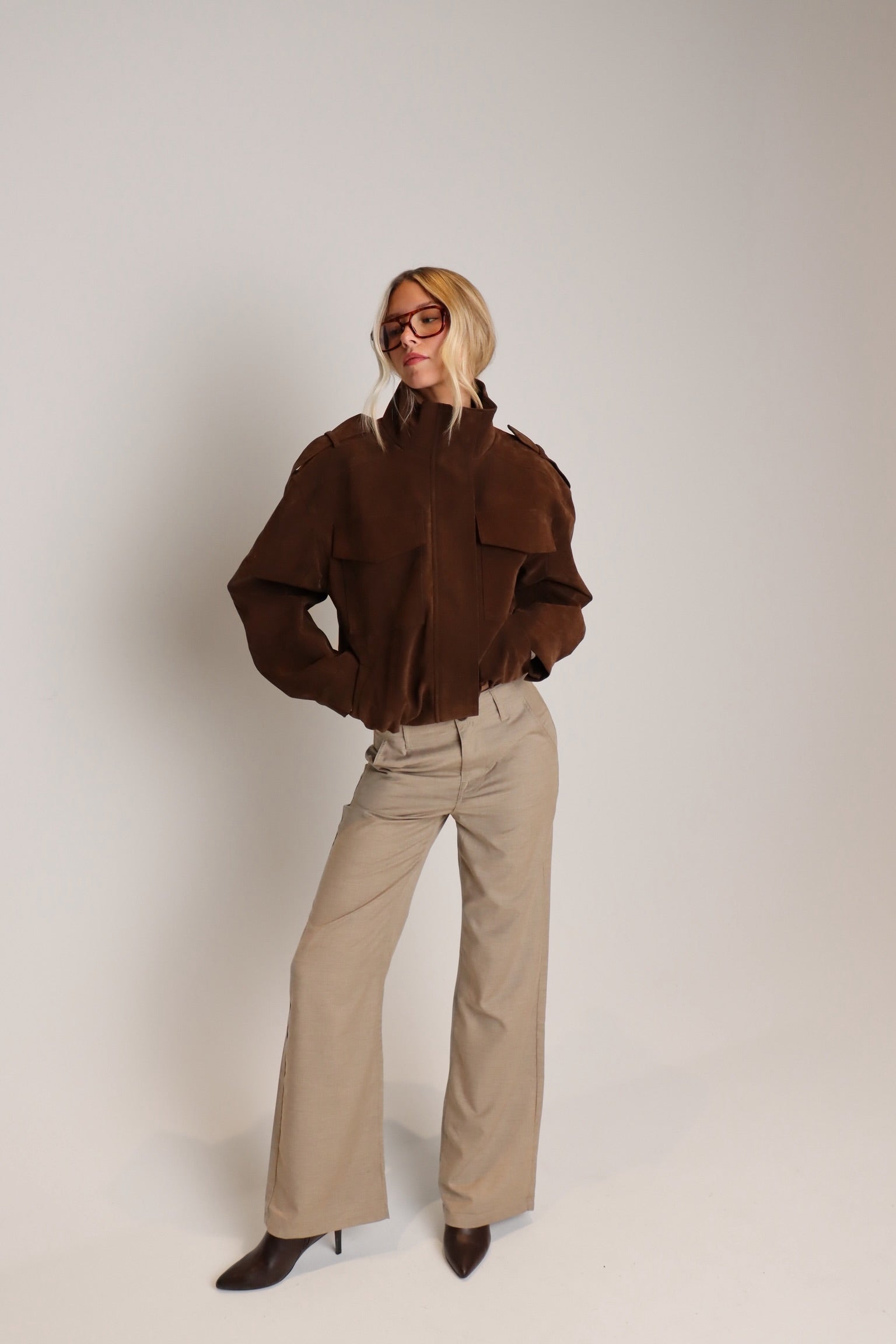 Chocolate Suede Bomber