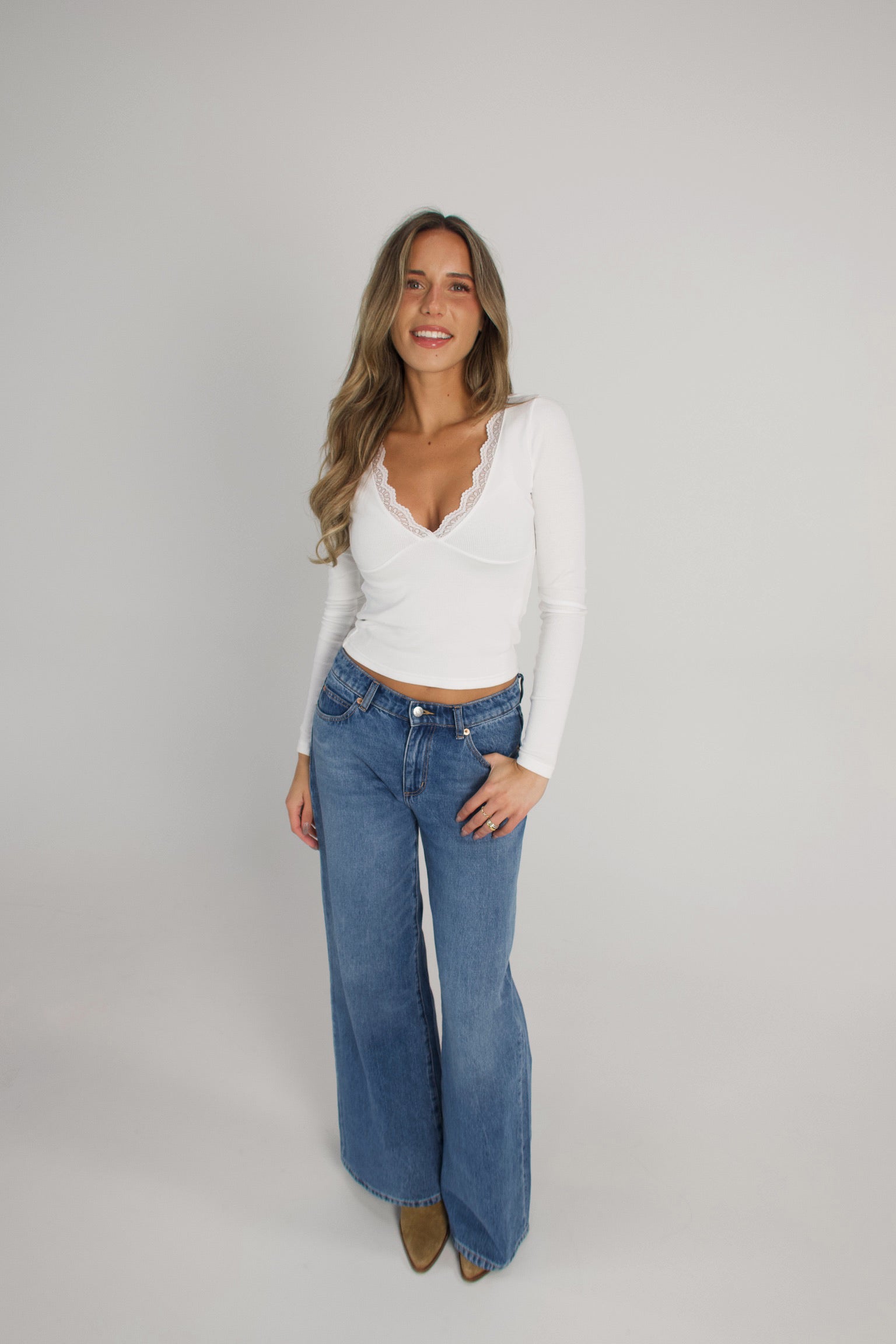 Paige Lace Trim Long Sleeve