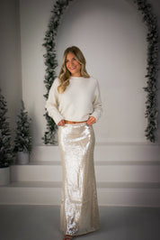 Champagne Hour Sequin Maxi Skirt