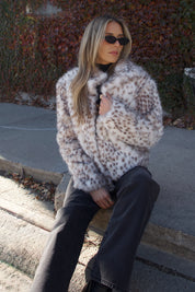 Snow Leopard Faux Fur Jacket