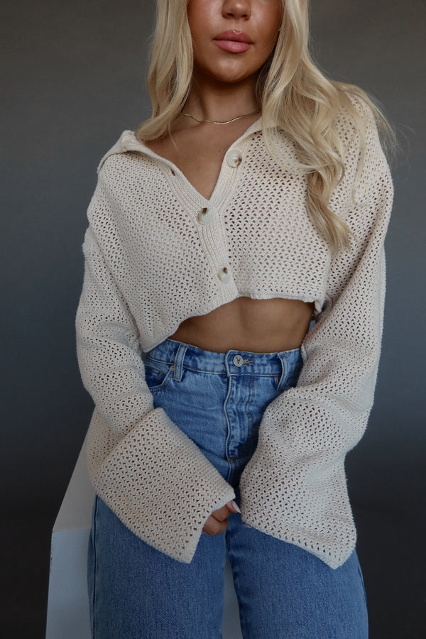 Hanna Crochet Cropped Cardigan