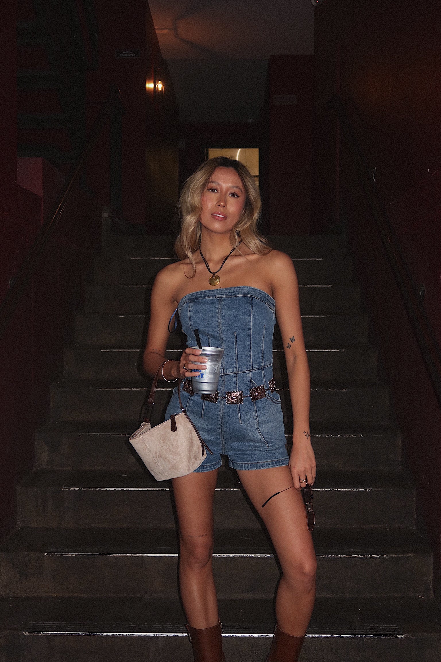 Bonnie Strapless Denim Romper