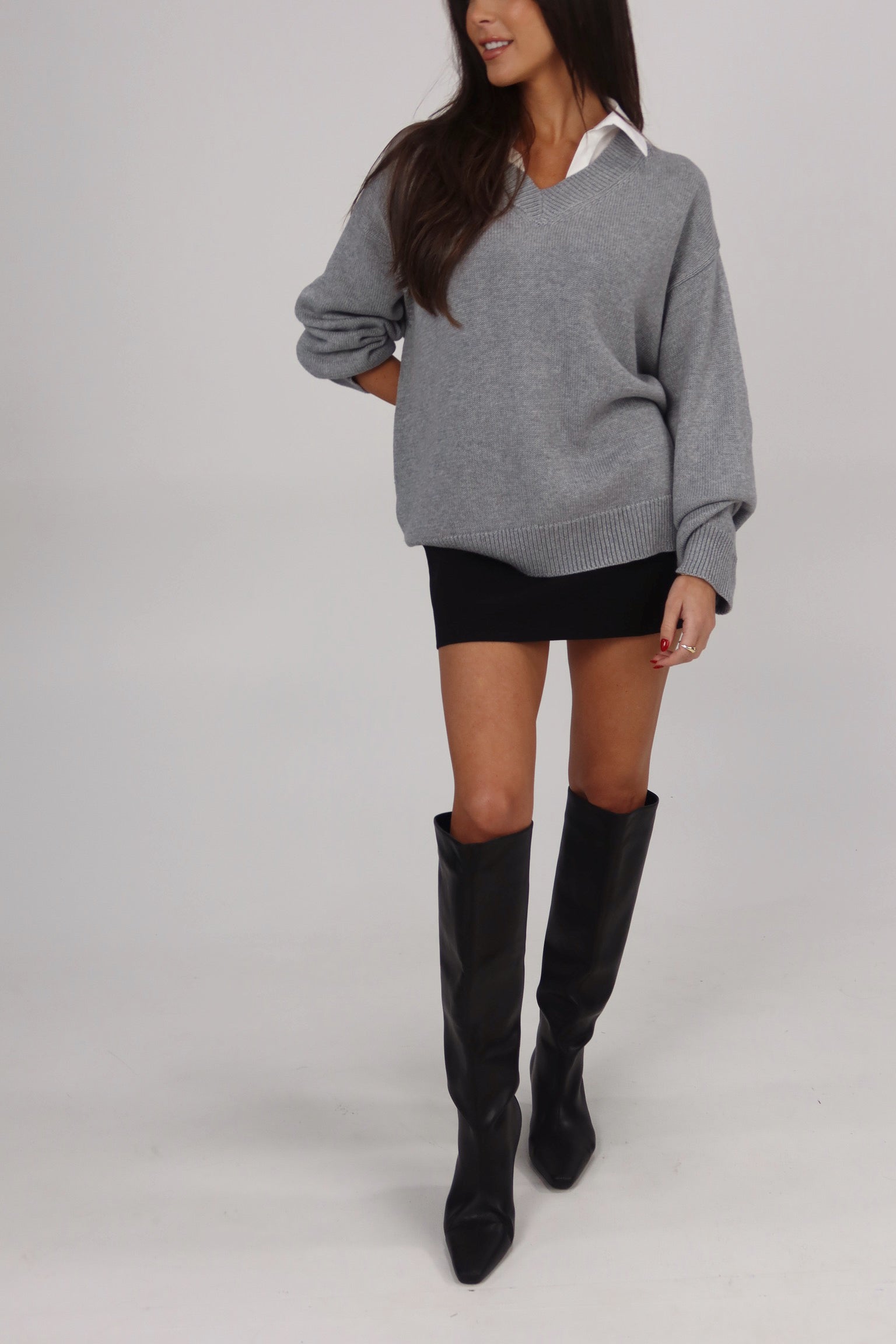 Poplin Collar Oversized Sweater