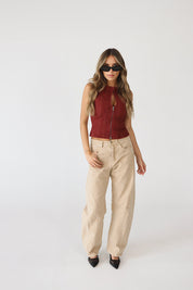 Jovie Burgundy Denim Top
