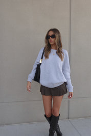 Lenny Grey Cotton Relaxed Sweater