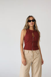 Jovie Burgundy Denim Top