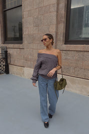 Aspen Asymmetric Oversized Sweater in Grey