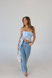 Zoey Strapless Top in Baby Blue