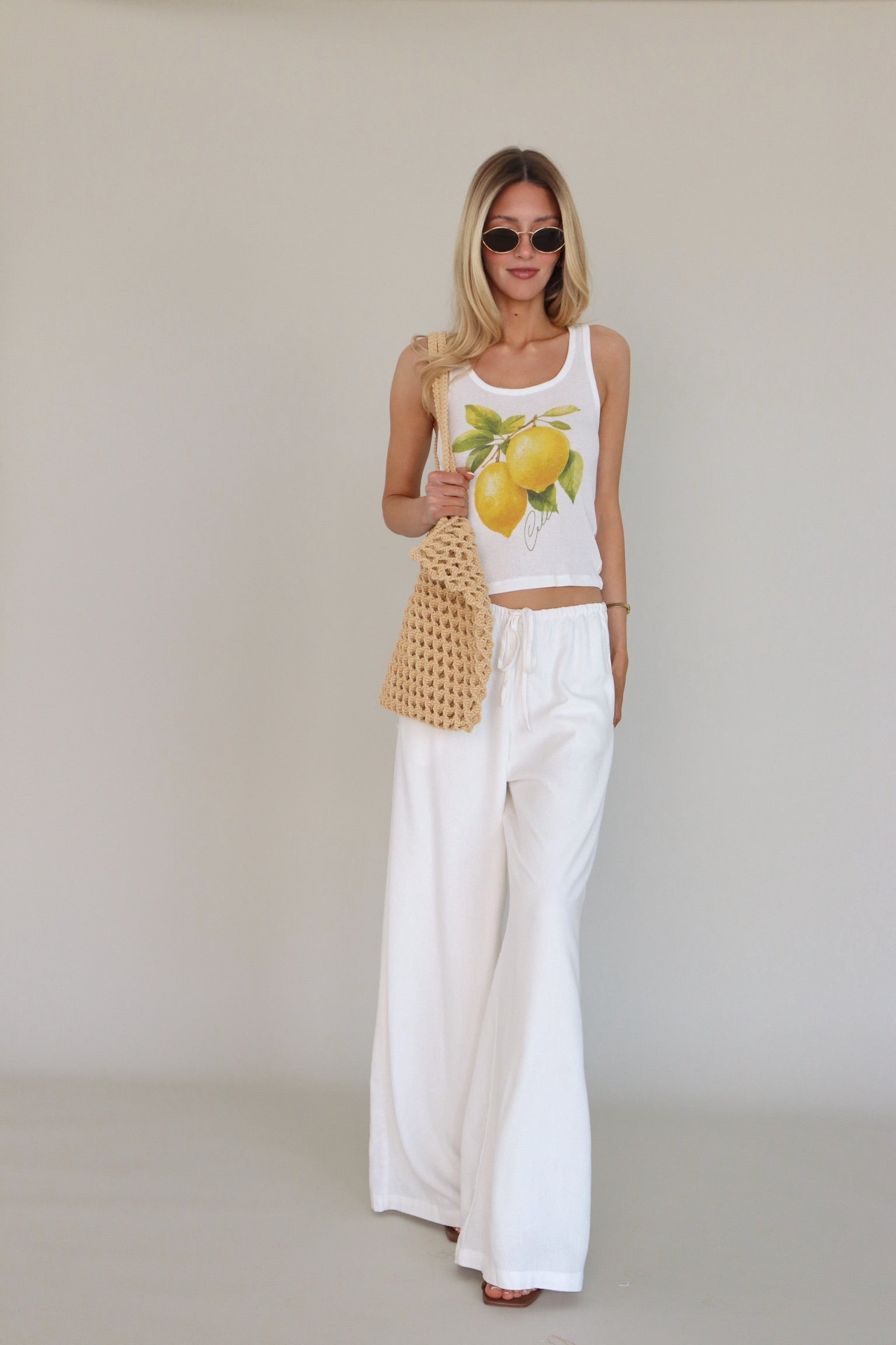 Fresh Lemoncello Rib Tank In White