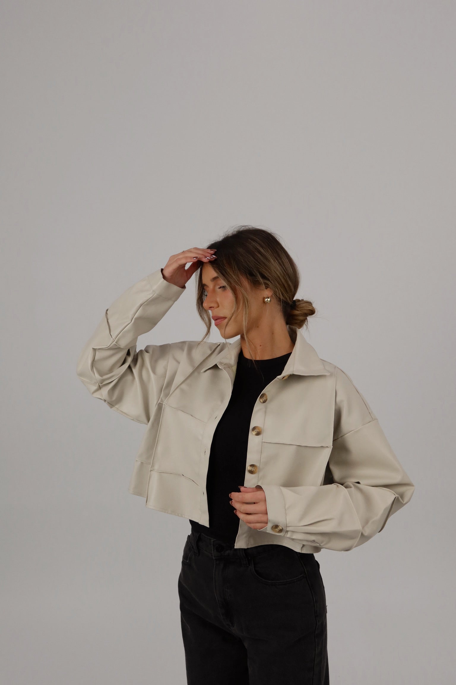 Mia Cropped Pleather Jacket