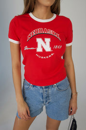 Nebraska Fitted Contrast Tee