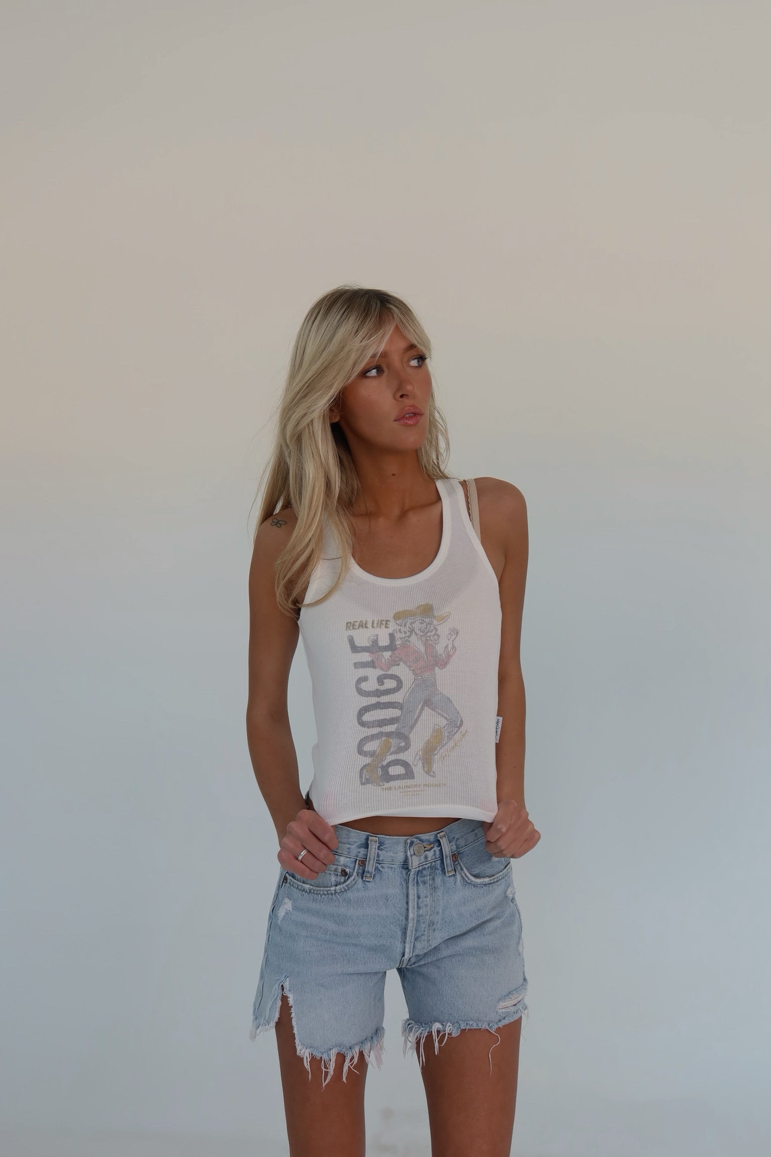 RESTOCKED :Real Life Boogie Rib Tank In White