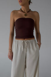 Nylee Seamless Tube Top in Brown