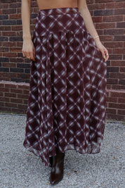 Presley Plaid Chiffon Maxi Skirt