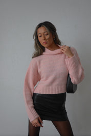 Tenley Textured Turtleneck In Blush