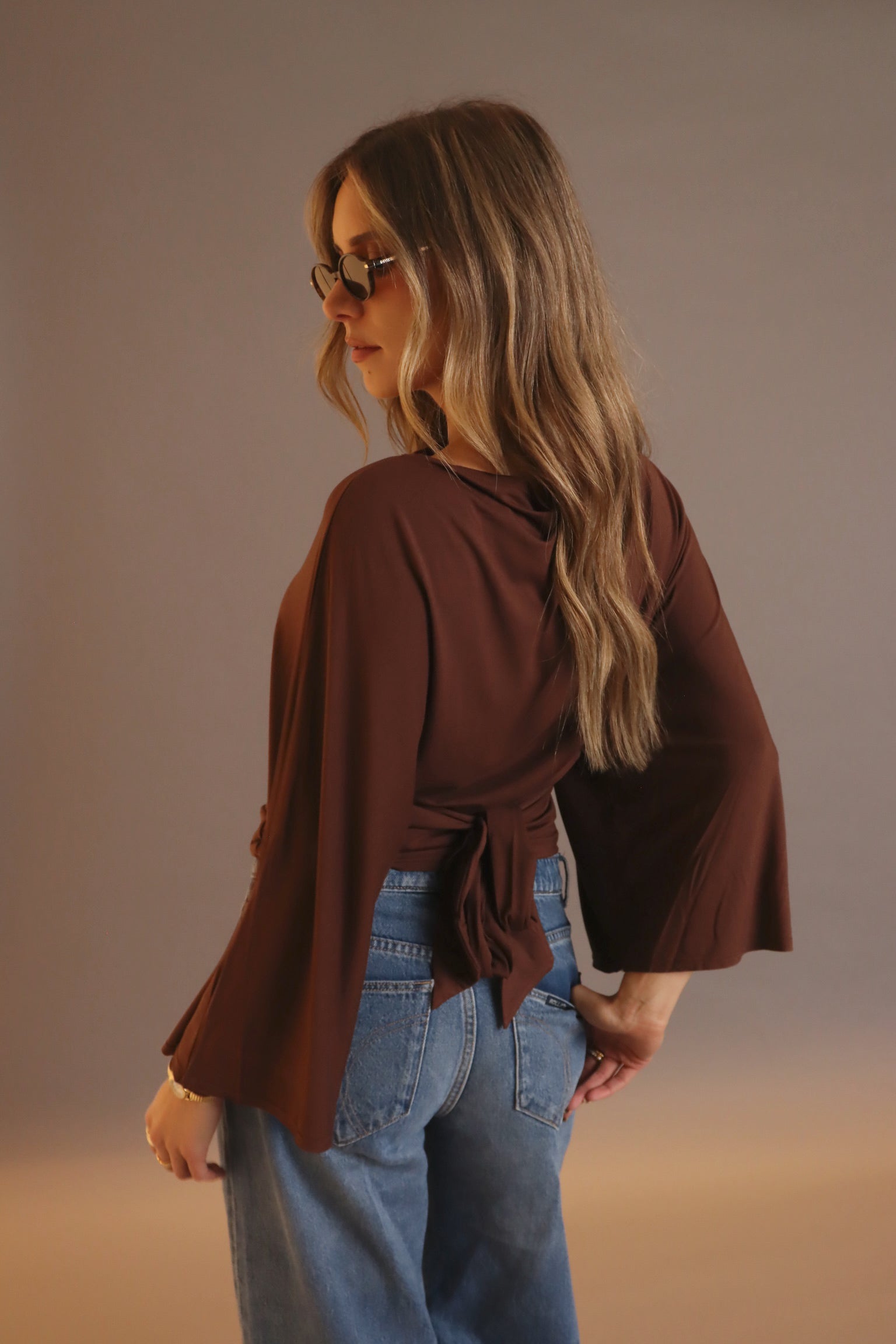 Emme Back-Tie Dolman Sleeve Top