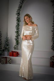 Champagne Hour Sequin Maxi Skirt