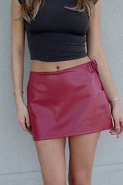 Pleather Side-Tie Mini Skort