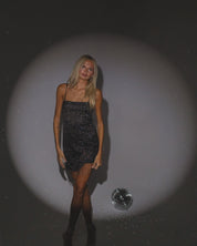 RESTOCKED :Charming Sparkle Black Mini Dress
