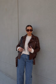 Brown Pleather Moto Jacket