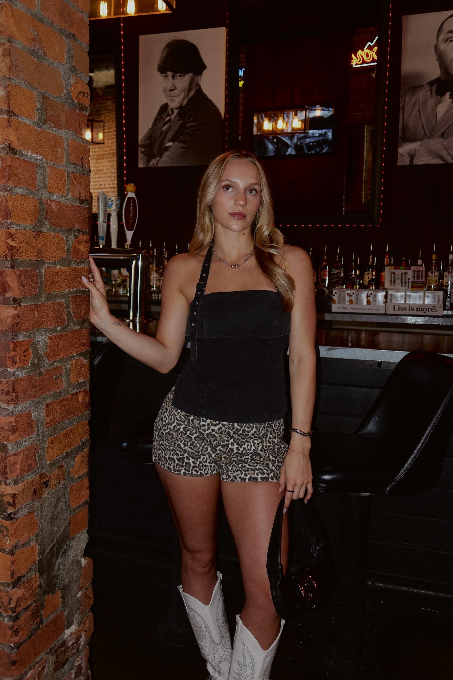 Wren Denim Halter Top In Black