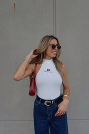 Nebraska Ribbed Bodysuit In White