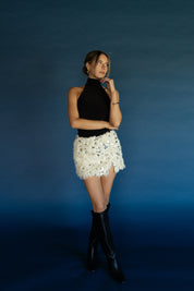 Jayla Feather Sequin Mini Skirt