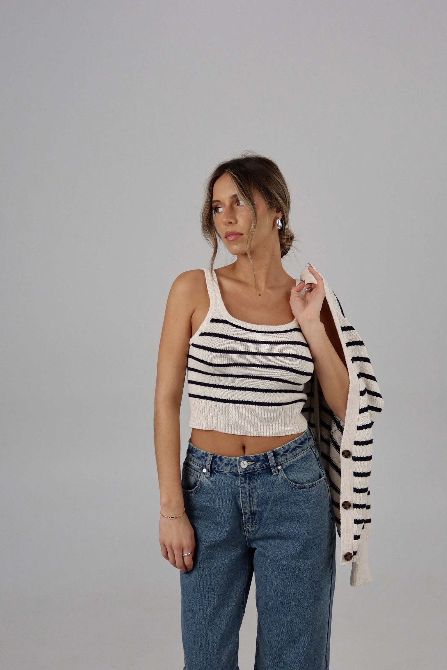 The Striped Knit Cardigan & Tank Set