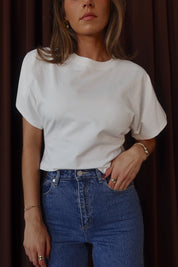 Wide Sleeve Cotton Top in White